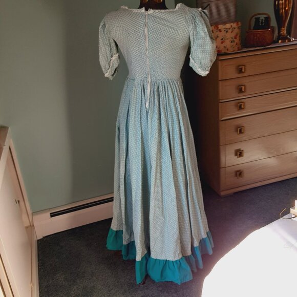 1970's Handmade Prairie Pioneer Dress Woman costume reenactment drawstring purse - Picture 5 of 7